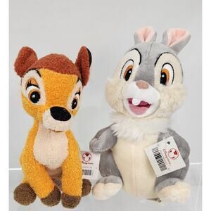 Disney Store Bambi & Thumper Mini 7" Plush Stuffed Animal Toys New with Tags